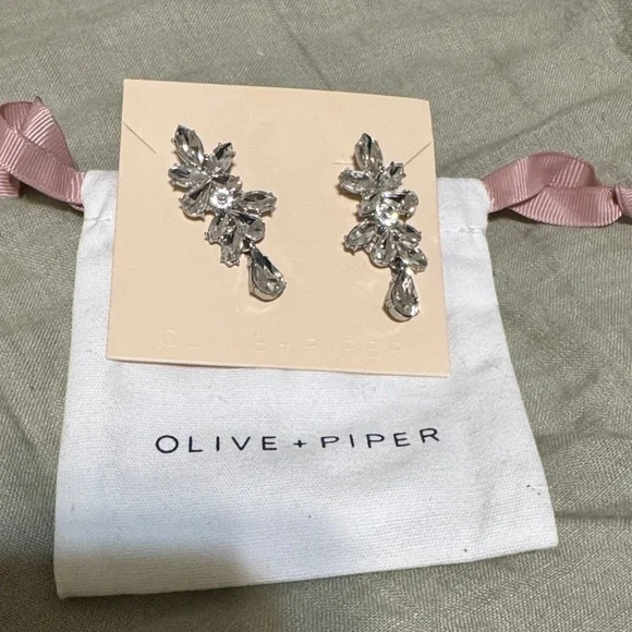 Olive + Piper elegant Silver Crystal Drop Earrings - Picture 4 of 7